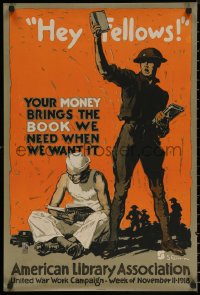 5h0465 UNITED WAR WORK CAMPAIGN 20x30 WWI war poster 1918 Sheridan art, books for soldiers!