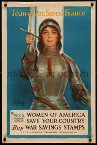 5h0469 WOMEN OF AMERICA SAVE YOUR COUNTRY 20x30 WWI war poster 1918 Joan of Arc by Haskell Coffin!