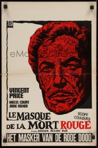 5j0138 MASQUE OF THE RED DEATH Belgian 1964 cool montage art of Vincent Price by Reynold Brown!