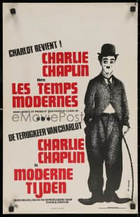 5j0139 MODERN TIMES Belgian R1970s full-length Leo Kouper art of Charlie Chaplin as the Tramp!