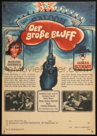 5j0067 DESTRY RIDES AGAIN East German 16x23 1971 James Stewart, Marlene Dietrich, different!