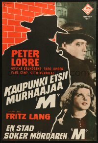 5j0192 M Finnish 1960 Fritz Lang classic, creepy Peter Lorre & young Elsie Beckmann!