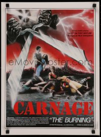 5j0331 BURNING French 16x21 1982 great summer camp giant scissor killer horror artwork by Ambrieu!