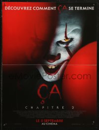 5j0361 IT CHAPTER TWO advance French 16x21 2019 Stephen King, creepy close-up image of Pennywise!