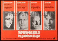 5j0033 REFLECTIONS IN A GOLDEN EYE German 17x23 1967 Taylor, Brando, Keith, Harris, John Huston!