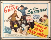 5j0911 I WAS A MALE WAR BRIDE 1/2sh 1949 cross-dresser Cary Grant & Ann Sheridan on motorcycle!