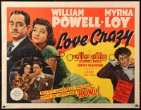 5j0927 LOVE CRAZY 1/2sh 1941 William Powell with Myrna Loy, Gail Patrick and in drag, ultra rare!