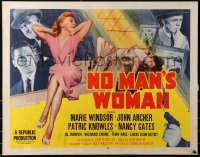 5j0944 NO MAN'S WOMAN style A 1/2sh 1955 art of gun pointing at sleazy bad girl Marie Windsor!