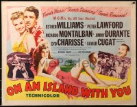 5j0945 ON AN ISLAND WITH YOU style A 1/2sh 1948 sexy tropical Esther Williams, Lawford, Durante!