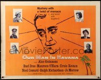5j0947 OUR MAN IN HAVANA style A 1/2sh 1960 art of Alec Guinness, Graham Greene, directed by Carol Reed!