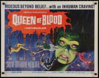 5j0952 QUEEN OF BLOOD 1/2sh 1966 Basil Rathbone, cool art of female monster & victims in her web!
