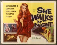 5j0958 SHE WALKS BY NIGHT 1/2sh 1960 German prostitution, sexy art of bad girl Belinda Lee!