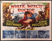 5j0995 WHITE WITCH DOCTOR 1/2sh 1953 art of Susan Hayward & Robert Mitchum in African!