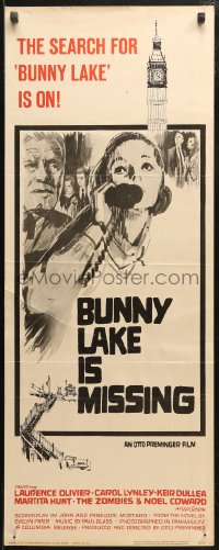 5j0536 BUNNY LAKE IS MISSING style B insert 1965 directed by Otto Preminger, cool different art!