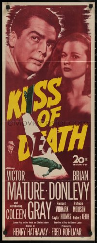5j0584 KISS OF DEATH insert 1947 Victor Mature, Brian Donlevy, Coleen Gray, film noir classic!
