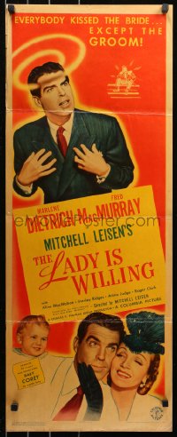 5j0586 LADY IS WILLING insert 1942 pretty Marlene Dietrich, Fred MacMurray & Baby Corey, ultra-rare!
