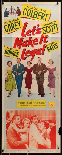 5j0590 LET'S MAKE IT LEGAL insert 1951 early sexy Marilyn Monroe shown w/cast & in inset photo!