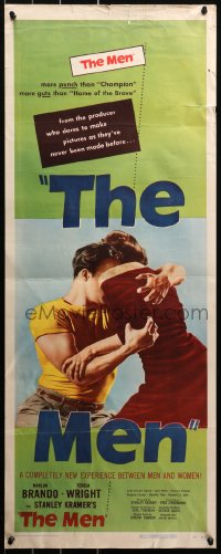 5j0596 MEN insert 1950 great image of paralyzed Marlon Brando in debut with Teresa Wright!