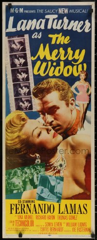5j0597 MERRY WIDOW insert 1952 great romantic close up of sexy Lana Turner & Fernando Lamas!