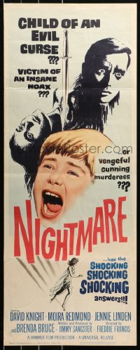 5j0604 NIGHTMARE insert 1964 David Knight & Moira Redmond in English Hammer horror!