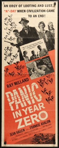 5j0610 PANIC IN YEAR ZERO insert 1962 Ray Milland, Jean Hagen, Avalon, orgy of looting & lust!