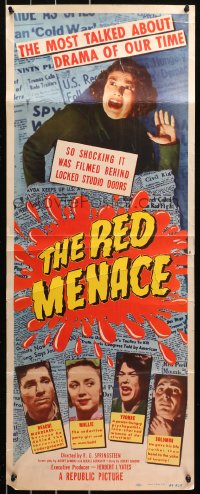 5j0621 RED MENACE insert 1949 Red Scare, bad Commies, the most talked about drama of our time!