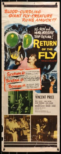 5j0623 RETURN OF THE FLY insert 1959 Vincent Price, human terror created by atoms gone wild!