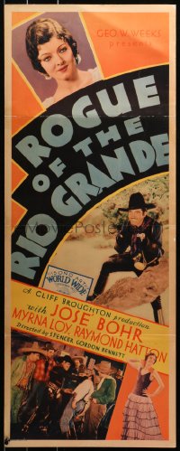 5j0626 ROGUE OF THE RIO GRANDE insert 1930 young Myrna Loy full-length & c/u in early western, rare!