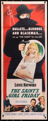 5j0628 SAINT'S GIRL FRIDAY insert 1954 sexy Diana Dors & bullets can't stop Louis Hayward!