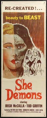5j0629 SHE DEMONS insert 1958 experiments gone wrong, dangerous sexy women go from beauty to beast!