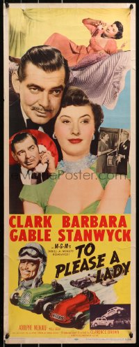 5j0654 TO PLEASE A LADY insert 1950 race car driver Clark Gable & sexy Barbara Stanwyck!