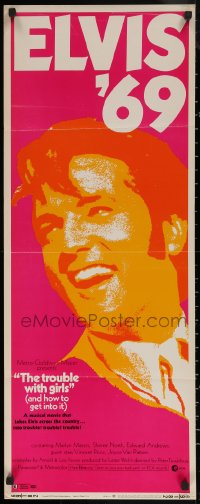 5j0656 TROUBLE WITH GIRLS insert 1969 great gigantic close up art of smiling Elvis Presley!