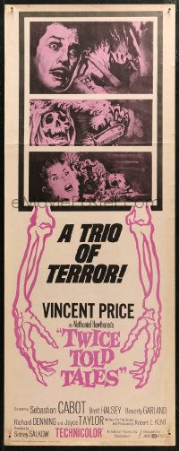 5j0657 TWICE TOLD TALES insert 1963 Vincent Price, Nathaniel Hawthorne, a trio of unholy horror!