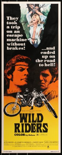 5j0670 WILD RIDERS insert 1971 Alex Rocco & Arell Blanton, bikers on the road to Hell!