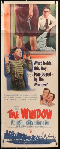 5j0671 WINDOW insert 1949 imagination was not what held Bobby Driscoll fear-bound by the window!