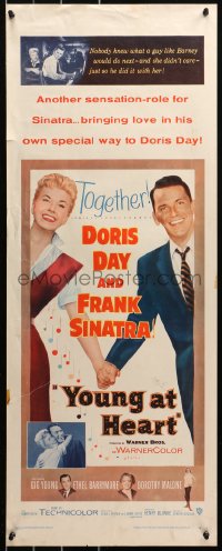5j0673 YOUNG AT HEART insert 1954 great romantic image of Doris Day & Frank Sinatra holding hands!