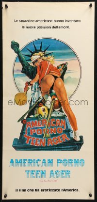 5j0748 TEENAGE SEX KITTEN Italian locandina 1975 Sciotti art of American Porno Teenager by Lady Liberty!