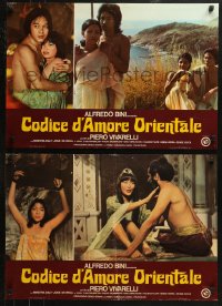 5j0759 CODICE D'AMORE ORIENTALE group of 12 Italian 18x26 pbustas 1974 Eastern Love Code, sexy nude women!