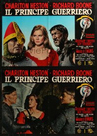 5j0763 WAR LORD group of 11 Italian 19x27 pbustas 1965 Charlton Heston all decked out in armor!