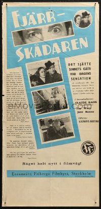5j0049 CLAIRVOYANT Swedish stolpe 1937 close up of Claude Rains with pretty Jane Baxter!