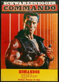 5j1049 COMMANDO Yugoslavian 19x27 1985 Arnold Schwarzenegger is going to make someone pay, Komandos!