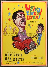 5j1119 LIVING IT UP Yugoslavian 19x27 1956 screwballs Dean Martin & Jerry Lewis with stethoscope!