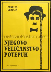 5j1142 NJEGOVO VELICANSTVO POTEPUH Yugoslavian 19x27 1976 cool art of Charlie Chaplin & cane!