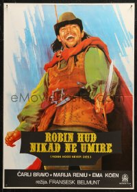 5j1166 ROBIN HOOD NEVER DIES Yugoslavian 19x27 1975 cool art of Charly Bravo in the title role!