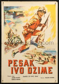 5j1170 SANDS OF IWO JIMA Yugoslavian 14x20 1950 different artwork of World War II Marine John Wayne!