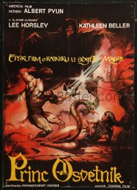 5j1201 SWORD & THE SORCERER Yugoslavian 19x27 1982 magic, dungeons, dragons, fantasy art by Jones!