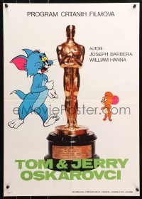 5j1218 TOM & JERRY OSKAROVCI Yugoslavian 19x27 1970s Tom and Jerry Oscar Winners, statuette!