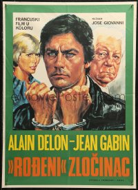 5j1224 TWO MEN IN TOWN Yugoslavian 20x27 1973 Alain Delon, Jean Gabin, Deux hommes dans la ville!