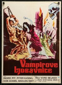 5j1226 VAMPIRE LOVERS Yugoslavian 19x27 1970 Hammer, taste the deadly passion of the blood-nymphs!