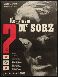 5j1234 WHO ARE YOU MR SORGE Yugoslavian 19x25 1961 Mario Adorf, Nadine Basile, cool negative image!